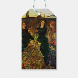 Flickor som samlar Höst löv för en Bonfire Presentetikett