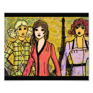 Flickor som shoppar i paris fototryck