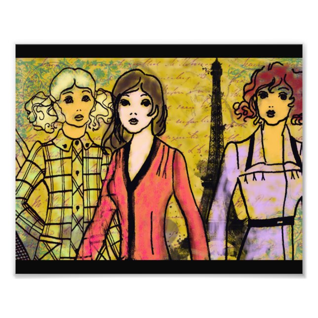 Flickor som shoppar i paris fototryck (Framsidan)