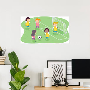 Flickor som spelar fotboll Poster