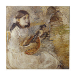 Flickor som spelar mandolin (av Berthe Morisot) Kakelplatta