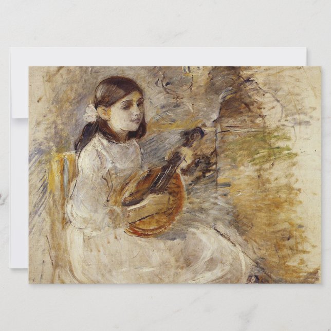 Flickor som spelar mandolin (av Berthe Morisot) Kort (Framsida)