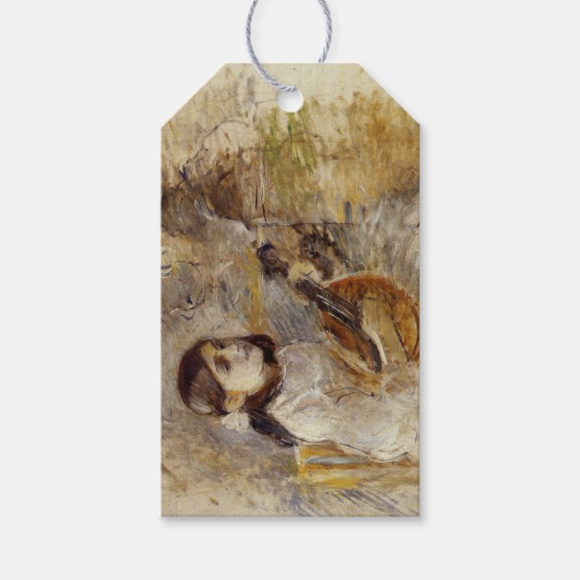 Flickor som spelar mandolin (av Berthe Morisot) Presentetikett (Framsidan)