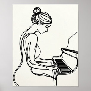 Flickor som spelar Piano - konst Poster