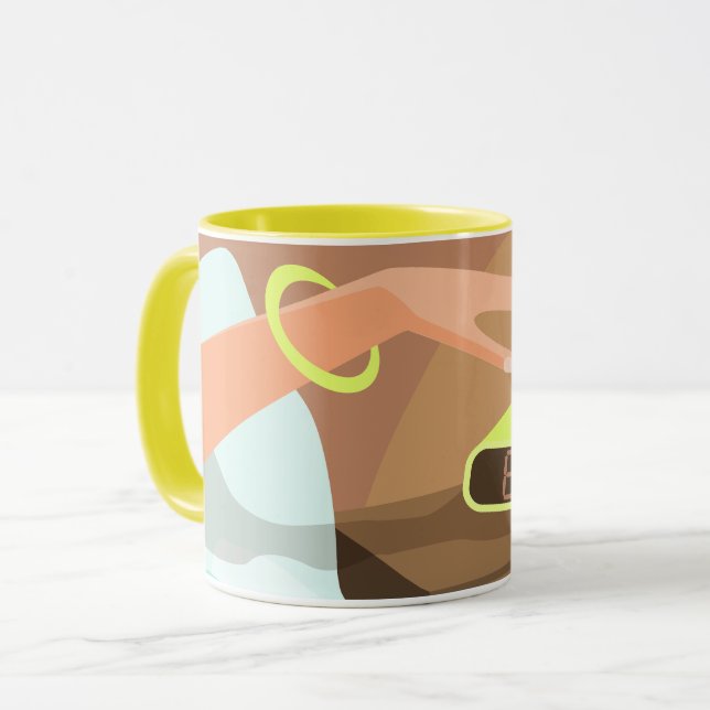Flickor som trycker på knapp för att snosera larmk mugg (Framsida vänster)