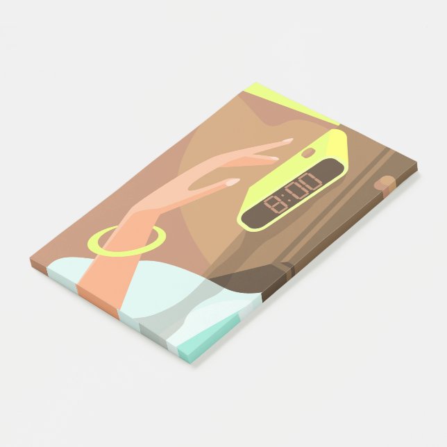 Flickor som trycker på knapp för att snosera larmk post-it block (Vinklad)