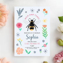 Flickor Söt Bina Vildblomma Vild och Tre Födelseda