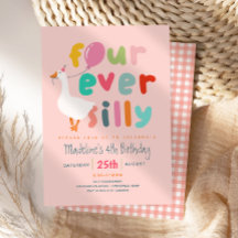 Flickor Söt “Four Ever Silly” 4-årsdag Gås