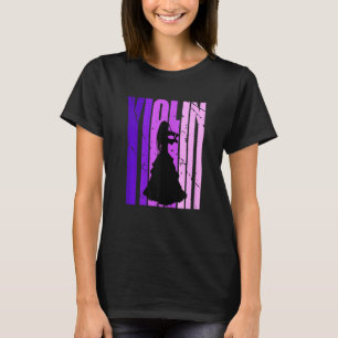 Flickor Söt Retro Violin spelar i Orchestra Violi T Shirt