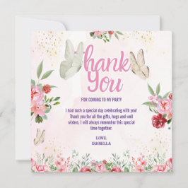 Flickor Söt Rosa Lila Fjäril Barn Födelsedag Tack Kort