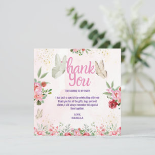 Flickor Söt Rosa Lila Fjäril Barn Födelsedag Tack Kort