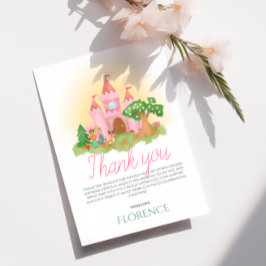 Flickor Söt Rosa Prinsessa Barnkalas Tack Kort