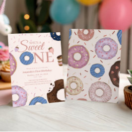 Flickor söta en Donut Pastel Första födelsedag Inbjudningar