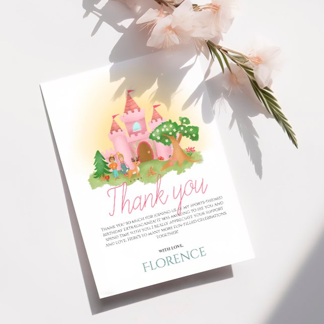 Flickor Söta Rosa Prinsessa Barnkalas Tack Kort (Skapare uppladdad)