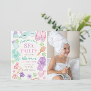 Flickor: Spa Birthday Photo-inbjudan Inbjudningar