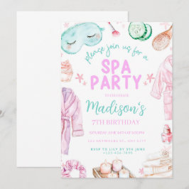 Flickor Spa Birthday, Spa Party Birthday bjudande Inbjudningar