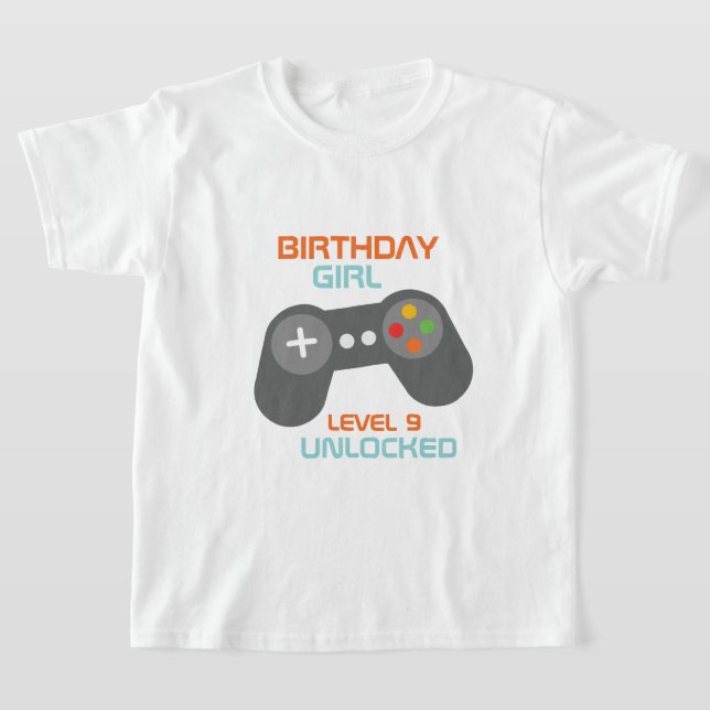 Flickor-spel från födelsedagen, temat Party T Shirt (Laydown)