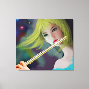 Flickor spelar Flute 2 Canvastryck