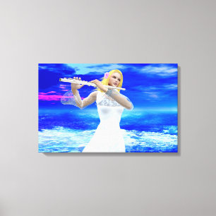 Flickor spelar Flute Canvastryck