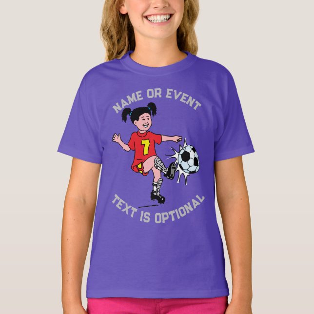 Flickor spelar fotboll t shirt (Framsida)