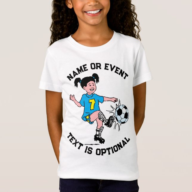 Flickor spelar fotboll t shirt (Framsida)