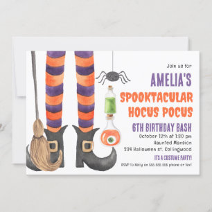 Flickor Spooktacular Magic Halloween Birthday Inbjudningar