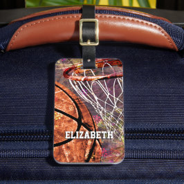 Flickor Sports Basketball lila rosa hennes namn Bagagebricka