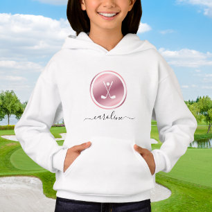 Flickor Sports Golf Rosa ros Guld Golfer's Namn T Shirt