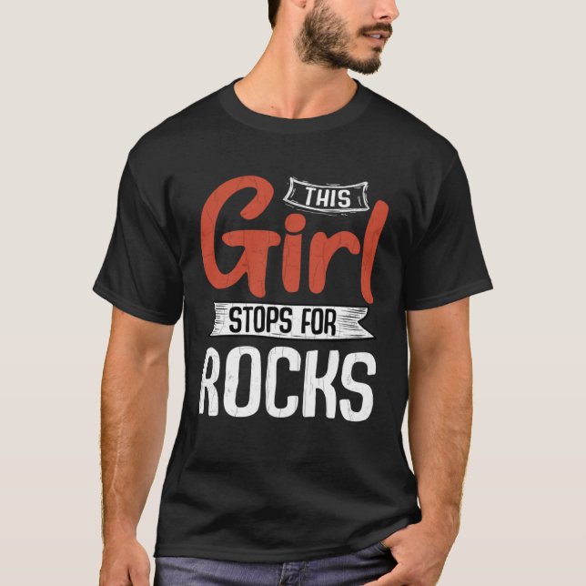 Flickor stannar för Sten Roligt Geologist Collect T Shirt (Framsida)