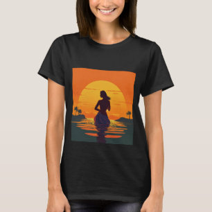 Flickor står i vatten silhuette vid sunset vector t shirt