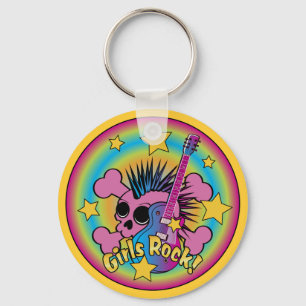 Flickor Sten Skull och korsben Nyckelring