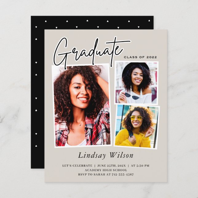 Flickor Student 3 Photo Studentkort (Fram/baksida)