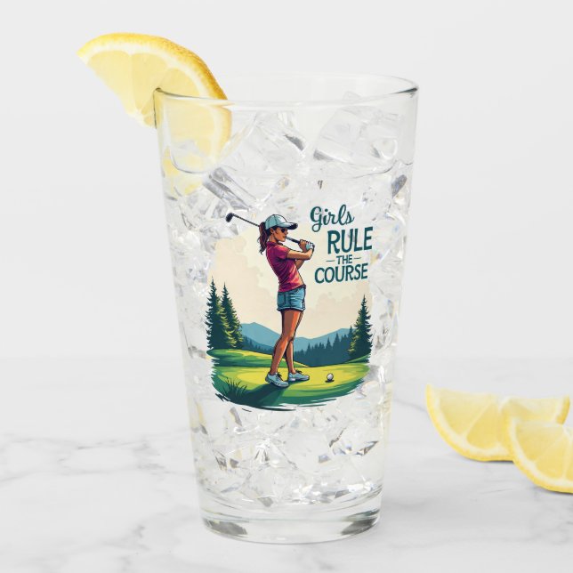 Flickor styr kursen Retro Golf Illustration Glaskopp (Framsida Ice)