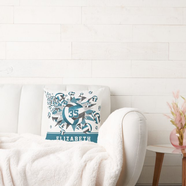 Flickor, svarta, volleybullstjärnor idrottsman nam kudde (Soffa)