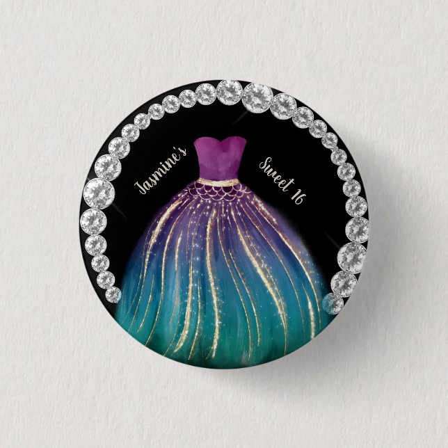 Flickor Sweet 16 Ombre Dress och Rhinestones Knapp (Framsida)