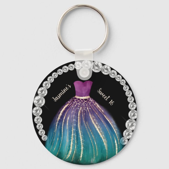 Flickor Sweet 16 Ombre Dress och Rhinestones Nyckelring (Framsida)