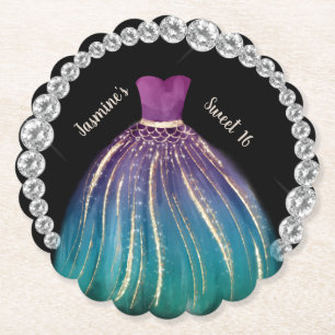 Flickor Sweet 16 Ombre Dress och Rhinestones Underlägg Papper