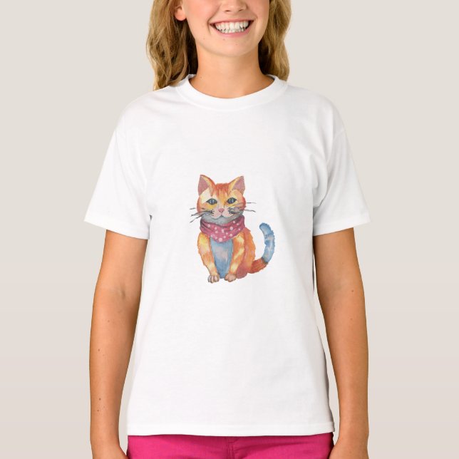 Flickor T-Shirts Red cat (Framsida)