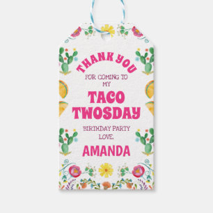 Flickor Taco Twosday Blommigt Fiesta 2:a födelsed Presentetikett