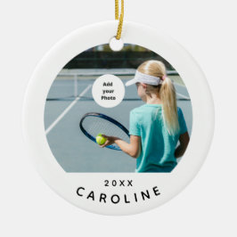 Flickor tennis Player Photo Bild Namn Year Dag Julgransprydnad Keramik