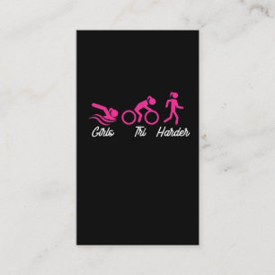 Flickor Tri Harder Simma Bike Springa Funny Triath Visitkort