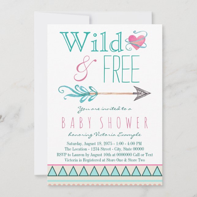 Flickor Tribal Boho Arrow Baby Shower Inbjudningar (Framsida)