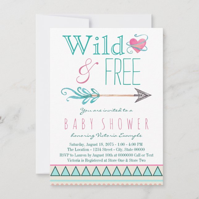 Flickor Tribal Boho Arrow Baby Shower Inbjudningar (Framsida)