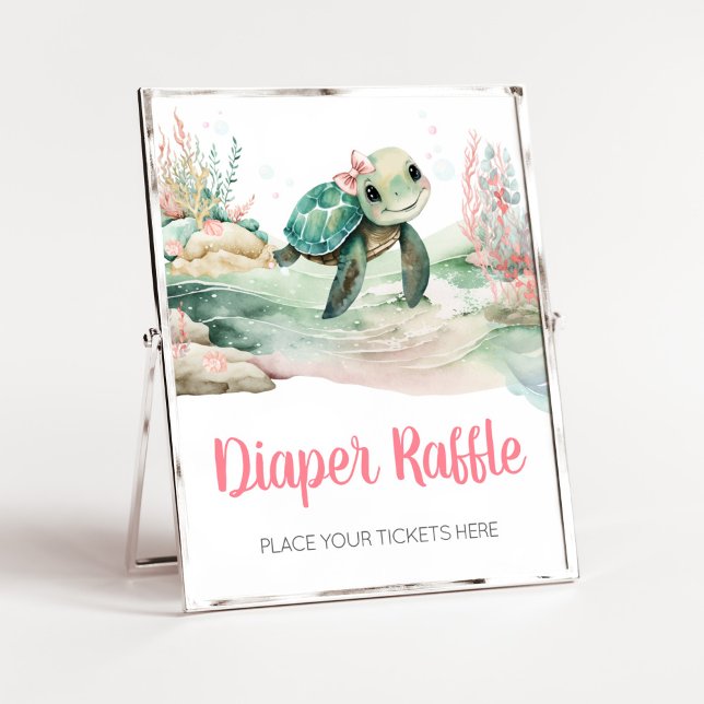 Flickor - turtle Baby Shower Raffle Poster (A Little Hatching Is On the Way Baby Shower Diaper Raffle Sign)