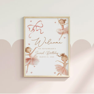 Flickor Tutu Cute Boho Ballerina Birthday Välkomme Poster