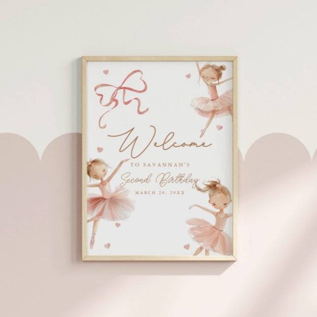 Flickor Tutu Cute Boho Ballerina Birthday Välkomme Poster (Skapare uppladdad)