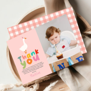 Flickor Två Dumma Gås 2-års Födelsedagsfoto Tack Kort