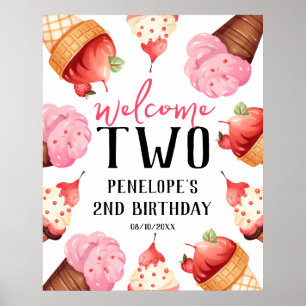 Flickor två sötade iskrämen 2:a födelsedag poster