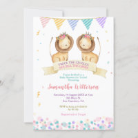 Flickor Twillingar Lejonare Unge Baby Shower Två g