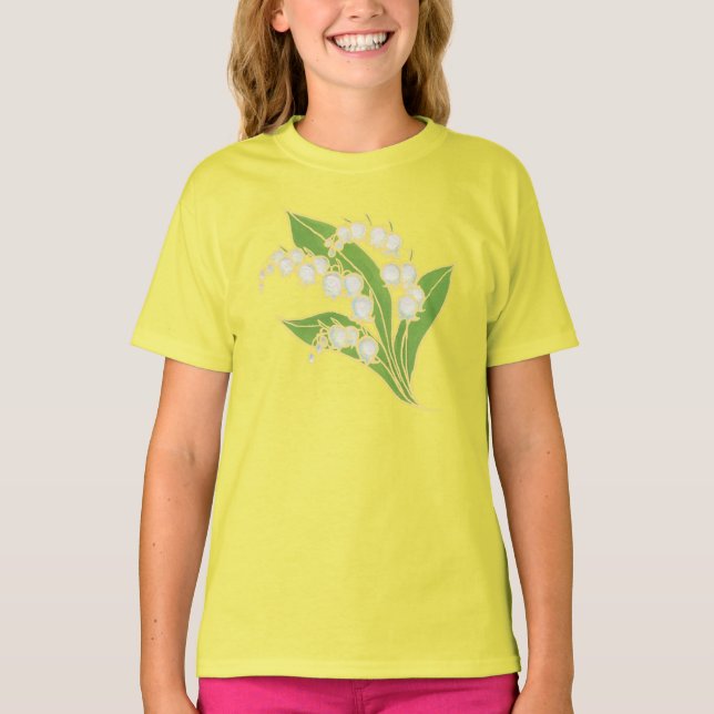 Flickor Ull Hoodie: Lily of the Valley Tee Shirt (Framsida)